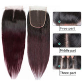 Ombre 99j Hair Bundles With Closure Dark Roots 99j Hair Weave | SULMY.